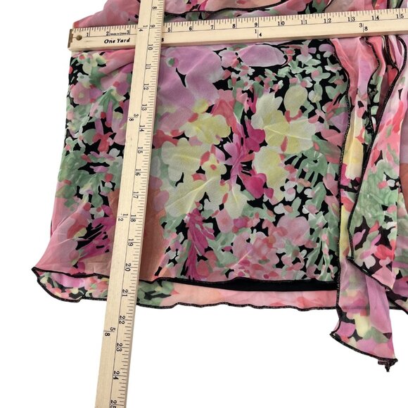 AGB Floral Chiffon Sleeveless Blouse XL Black Pink Multicolor y2k - Picture 6 of 8